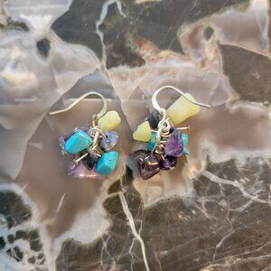 Chakra Natural Gemstone Cluster Earrings